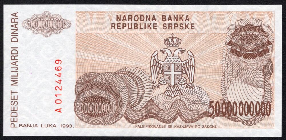 Bosnia and Herzegovina - 50.000.000.000 Dinara 1993 - Pick # 160 - UNC