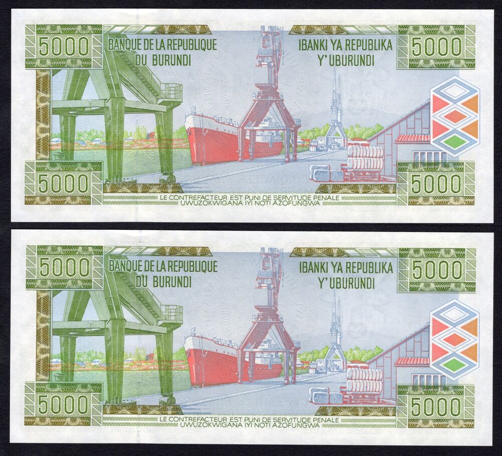 Burundi - 2 x 5000 Francs 2003 - Pick # 42b - Consecutive - UNC