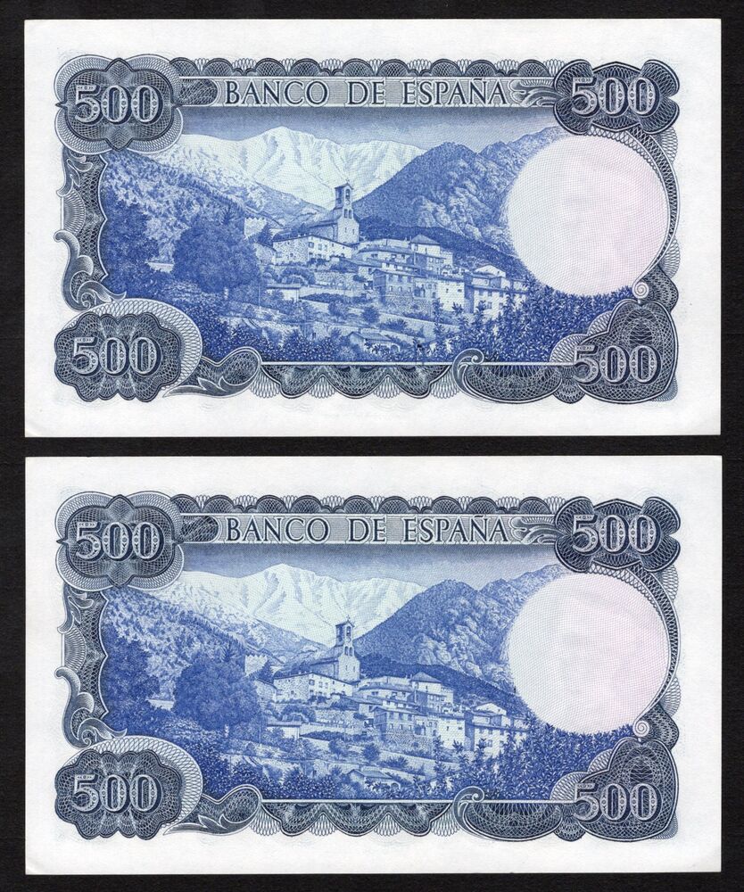Spain - 2 x 500 Pesetas 1971 - Pick # 153 - Consecutive - UNC-