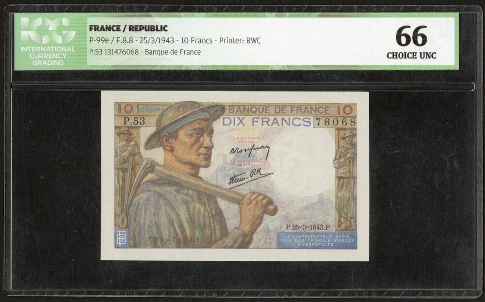 France - 10 Francs 1943 - Pick # 99e - ICG 66 UNC