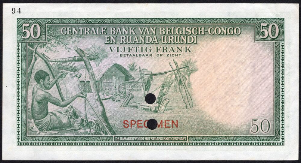 Belgian Congo - 50 Francs 1957/59 - Pick # 32ct - Color Trial Specimen