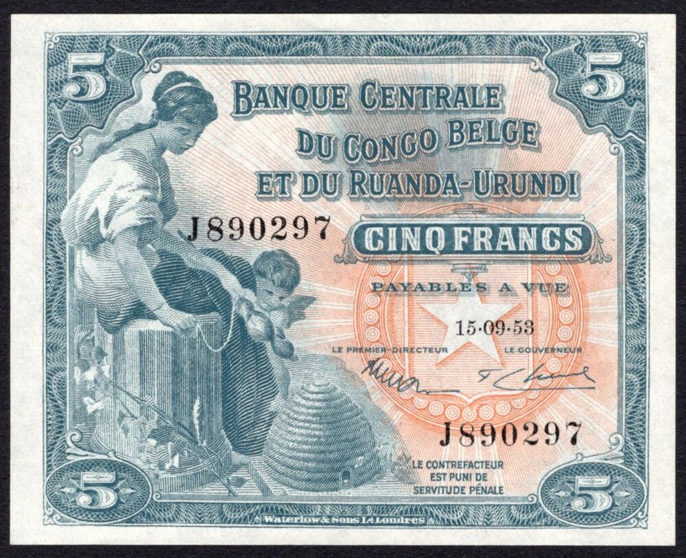 Belgian Congo & Ruanda-Urundi - 5 Francs 1953 - Pick # 21 - UNC