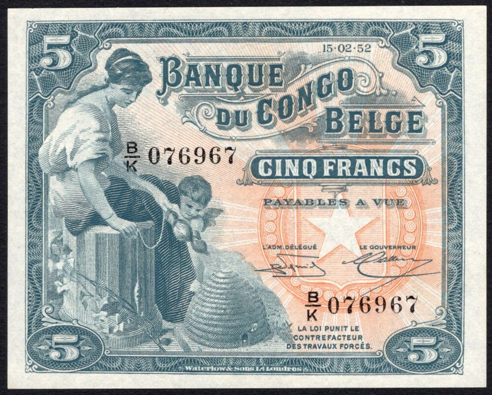 Belgian Congo - 5 Francs 1952 - Pick # 13B - UNC