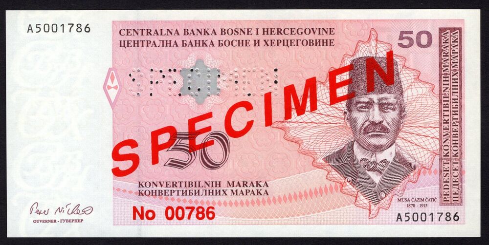 Bosnia - 50 Konvertibilnih Maraka 1998 - Pick # 67as - Specimen - UNC