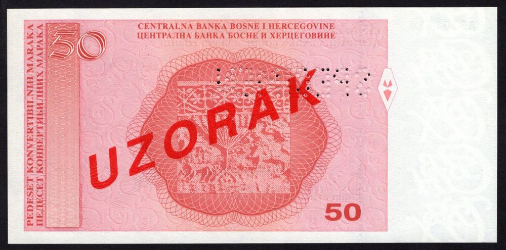 Bosnia - 50 Konvertibilnih Maraka 1998 - Pick # 67as - Specimen - UNC