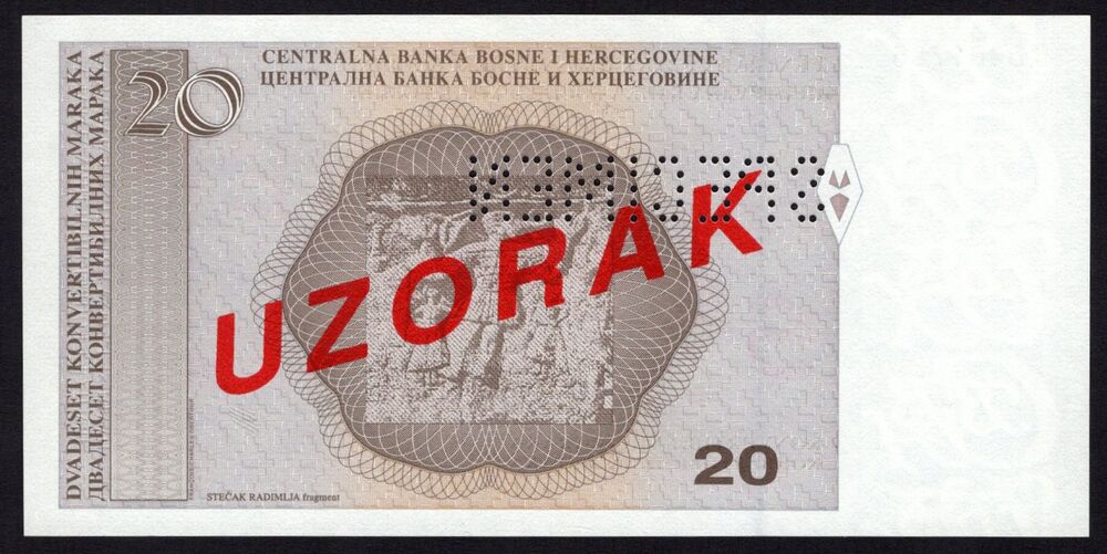 Bosnia - 20 Konvertibilnih Maraka 1998 - Pick # 65s - Specimen - UNC