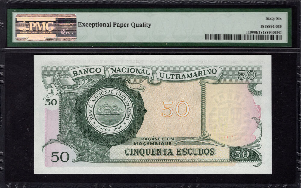 Mozambique - 50 Escudos 1970 - Pick # 116 - PMG 66 EPQ