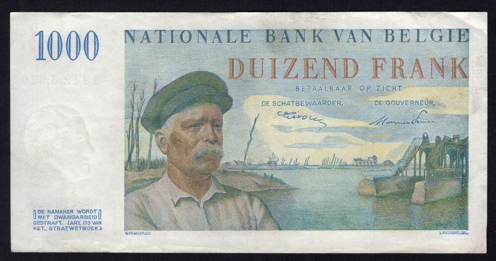 Belgium - 1000 Francs 15.05.1950 - Pick # 131 - VF