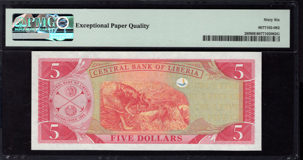 Liberia - 5 Dollars 2011 - Pick # 26f - PMG 66 EPQ