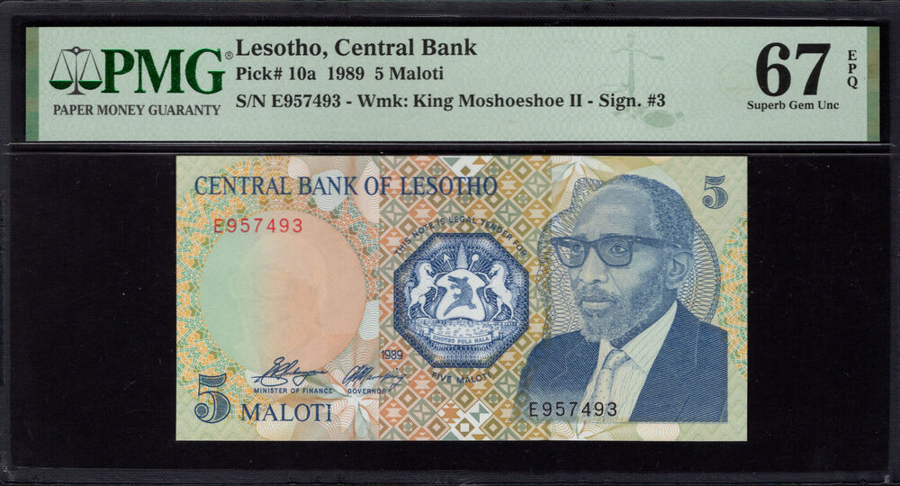 Lesotho - 5 Maloti 1989 - Pick # 10a - PMG 67 EPQ