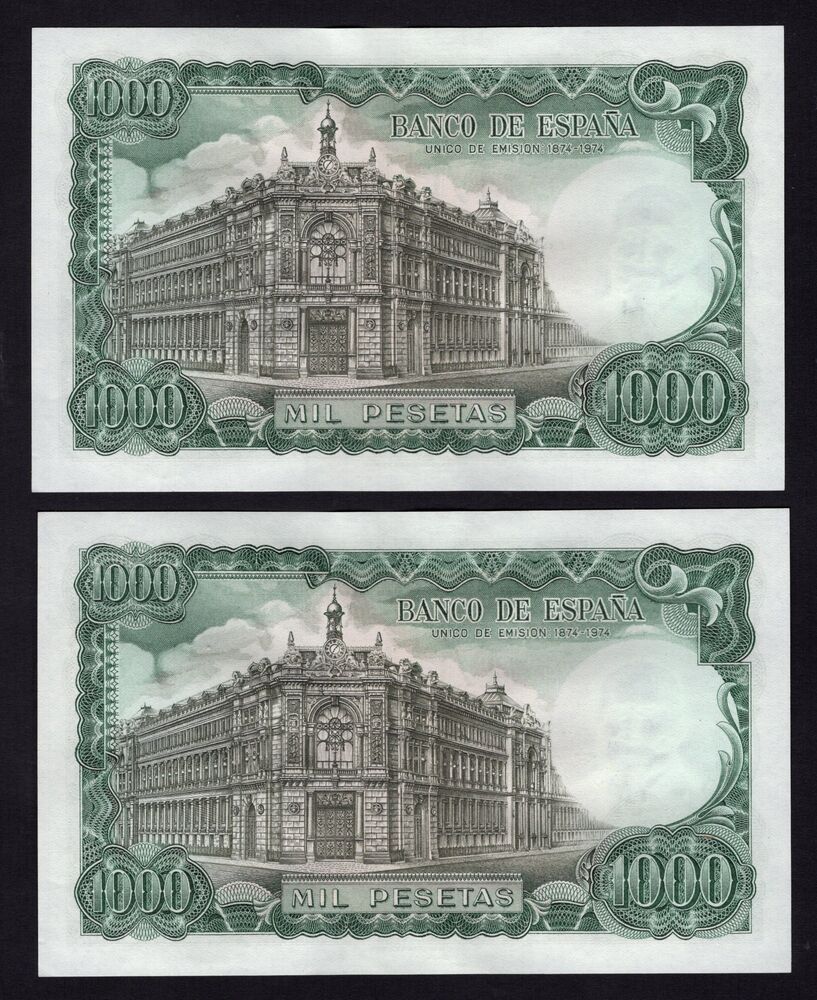 Spain - 2 x 1000 Pesetas 1971 - Pick # 154 - Consecutive - XF+