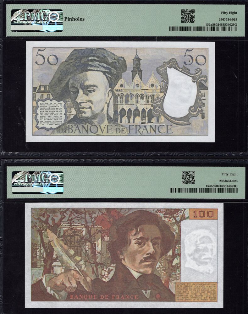 France - Group of 2 PMG graded notes