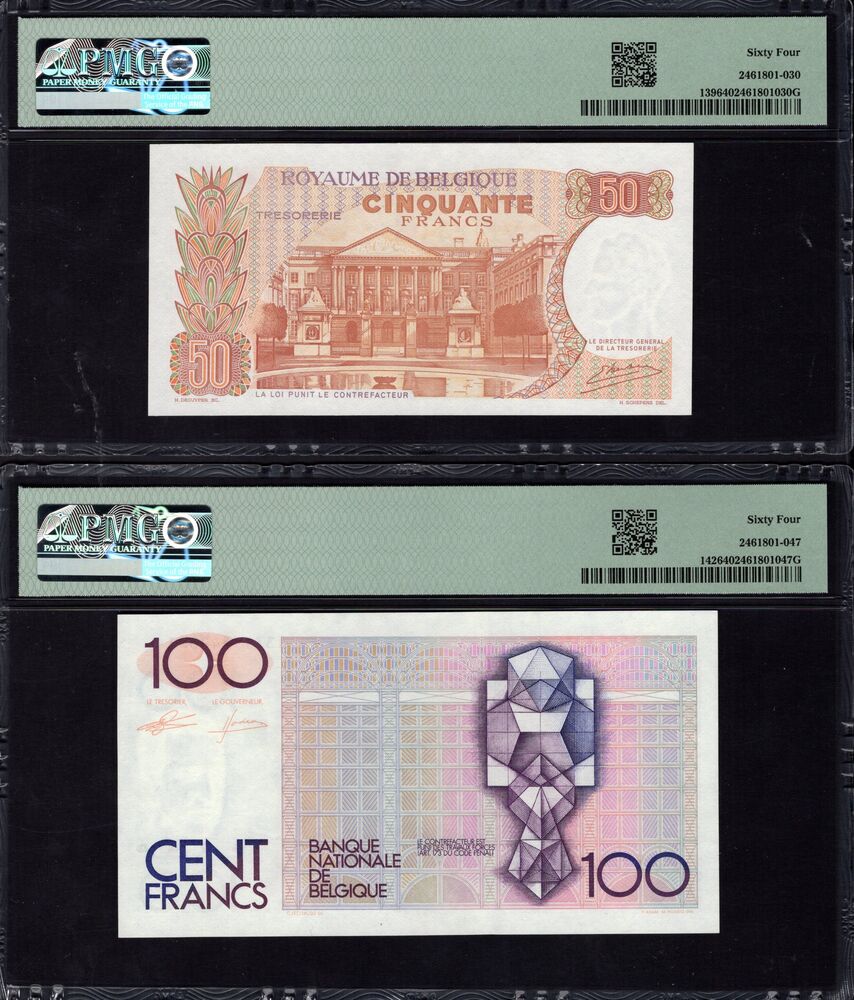 Belgium - Group of 2 PMG graded notes