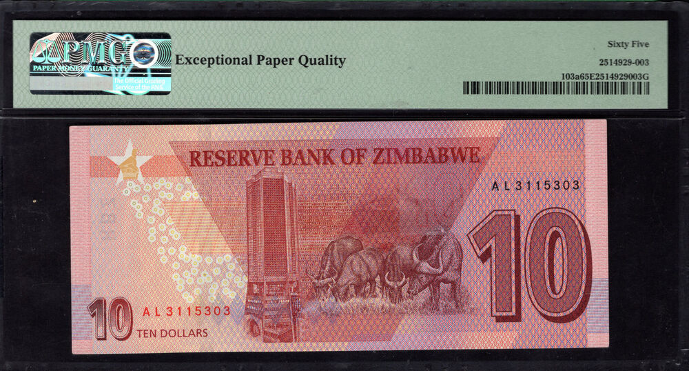 Zimbabwe - 10 Dollars 2020 - Pick # 103a - PMG 65 EPQ