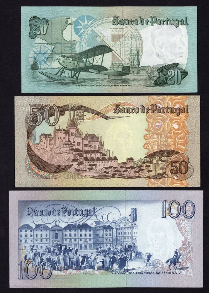 Portugal - 20, 50 & 100 Escudos 1978/80 - UNC-/UNC
