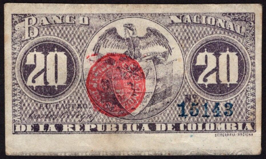 Colombia - 20 Centavos 1900 - Pick # 265 - VF