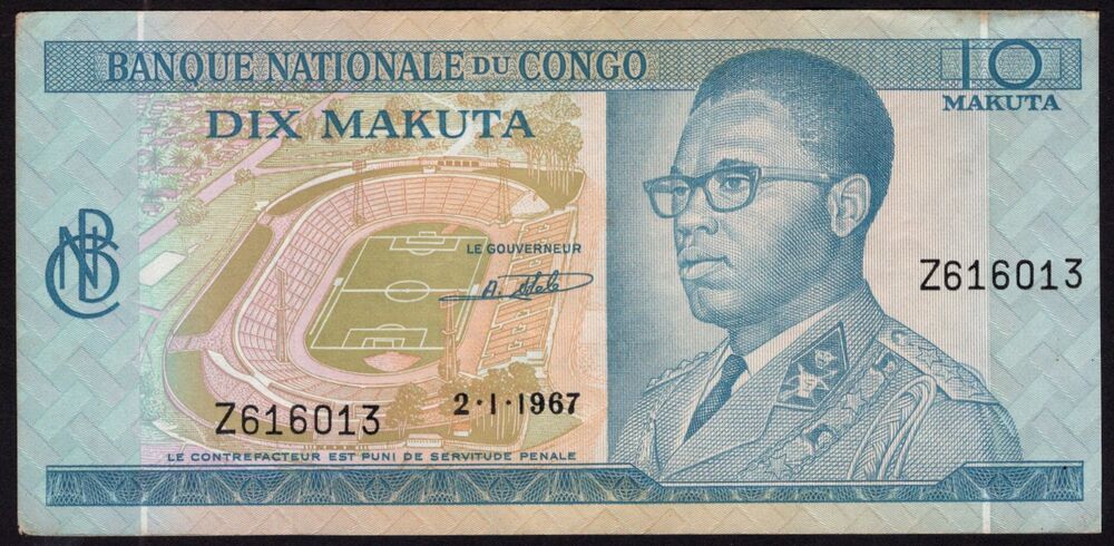 Congo - 10 Makuta 1967 - Pick # 9* - Replacement - XF