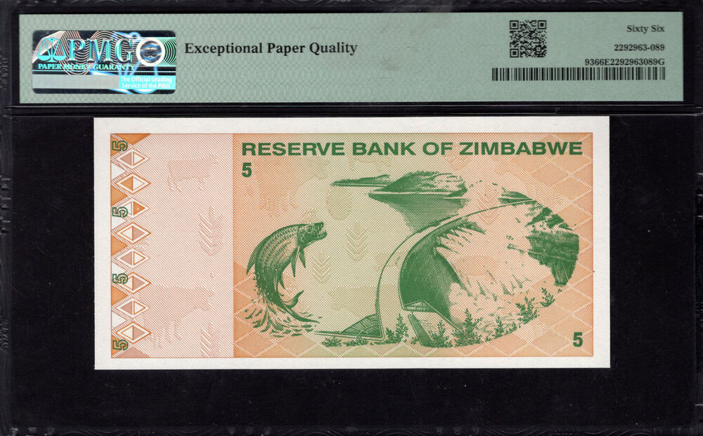 Zimbabwe - 5 Dollars 2009 - Pick # 93 - PMG 66 EPQ