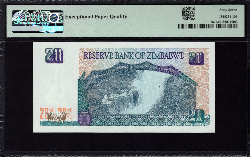Zimbabwe - 20 Dollars 1997 - Pick # 7 - PMG 67 EPQ
