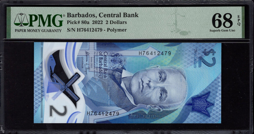 Barbados - 2 Dollars 2022 - Pick # 80a - PMG 68 EPQ