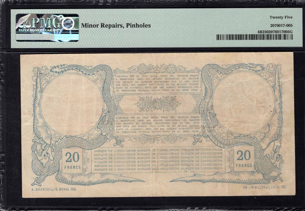 French Somaliland - 20 Francs 1921 - Pick # 4B - PMG 25