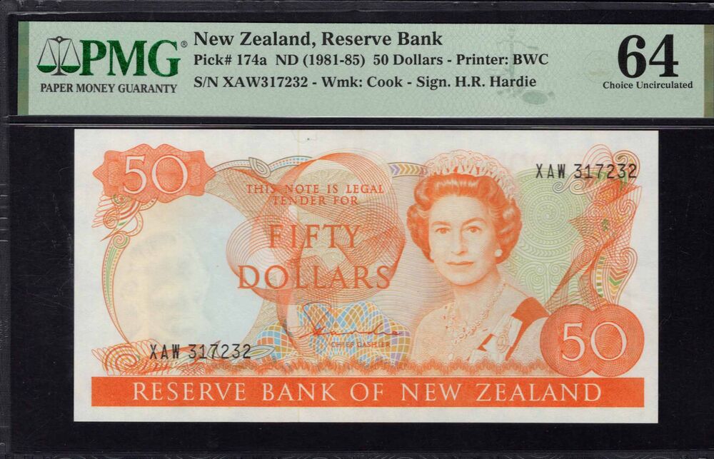 New Zealand - 50 Dollars 1981 - Pick # 174a - PMG 64 Choice Uncirculated