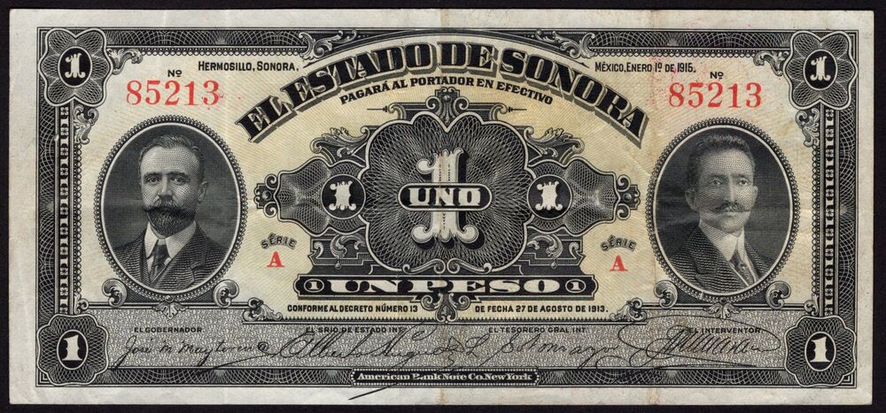 Mexico - 1 Peso 1913 - Advertisement Note - VF