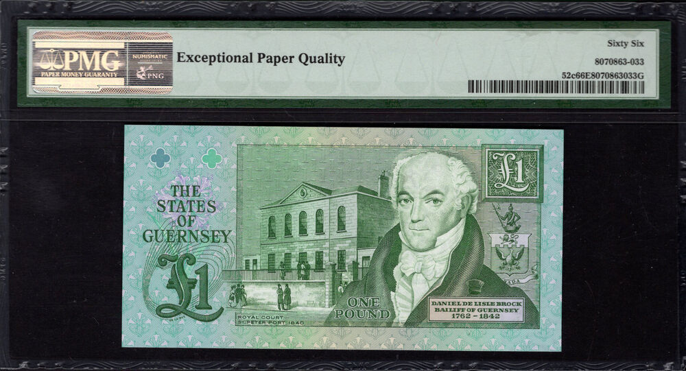 Guernsey - 1 Pound 1991 - Pick # 52c - PMG 66 EPQ