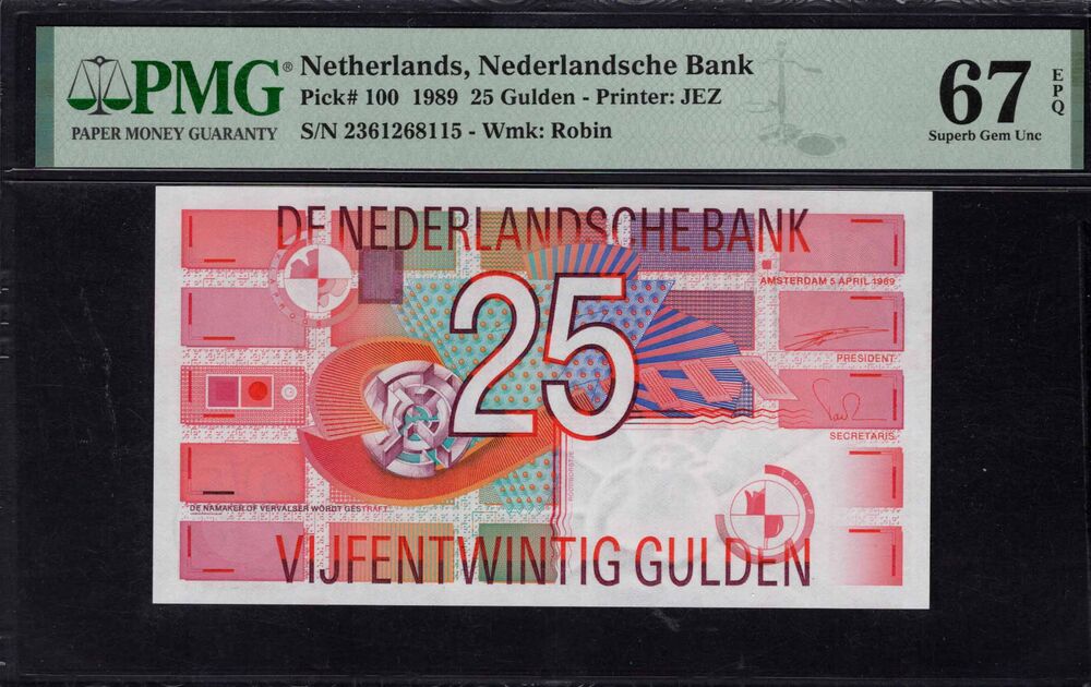 Netherlands - 25 Gulden 1989 - Pick # 100 - PMG 67 EPQ