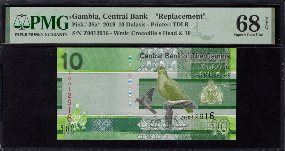 Gambia - 10 Dalasis 2019 - Pick # 38a - PMG 68 EPQ