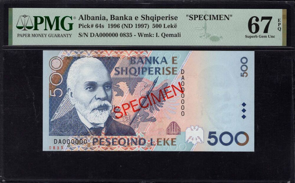 Albania - 500 Lekë 1996 - Pick # 64s - PMG 67 EPQ