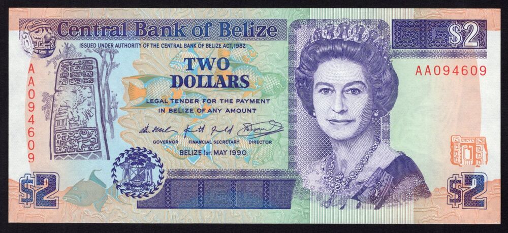 Belize - 2 Dollars 1990 - Pick # 52a - UNC