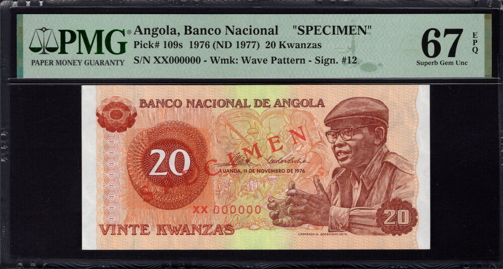 Angola - 20 Kwanzas 1976 - Pick # 109s - PMG 67 EPQ