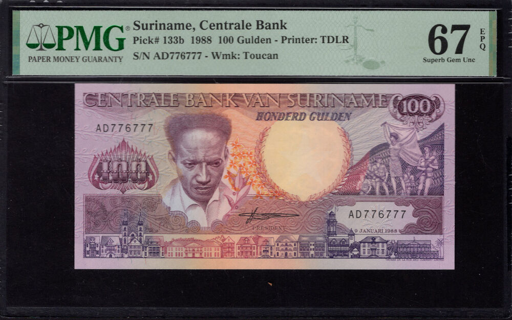 Suriname - 100 Gulden 1988 - Pick # 133b - PMG 67 EPQ