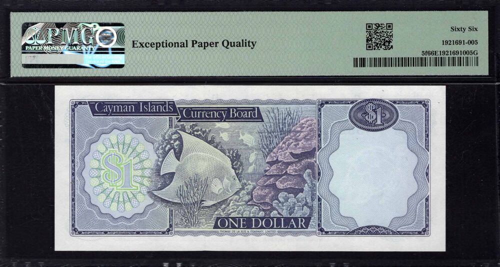 Cayman Islands - 1 Dollar 1974 - Pick # 5f - PMG 66 EPQ