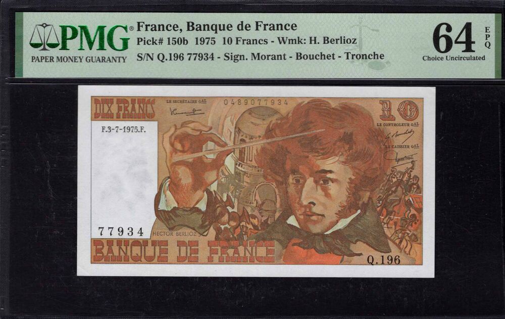 France - 10 Francs 1975 - Pick # 150b - PMG 64 EPQ