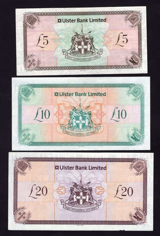Ireland, Northern - 5, 10 & 20 Pounds 2008/13 - Pick # 340b, 341a, 342a - VF