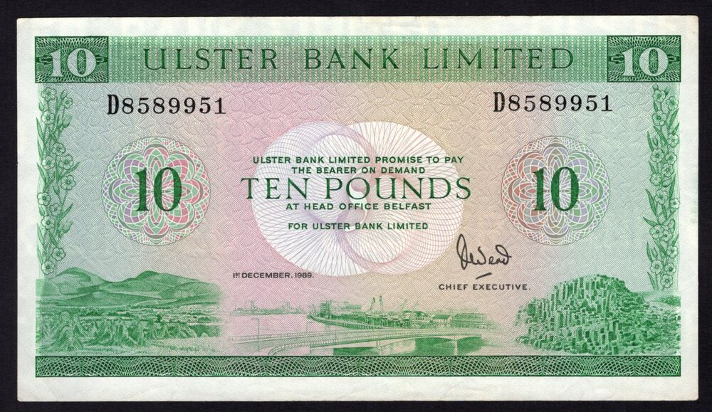 Ireland, Northern - 10 Pounds 1989 - Pick # 327d - VF