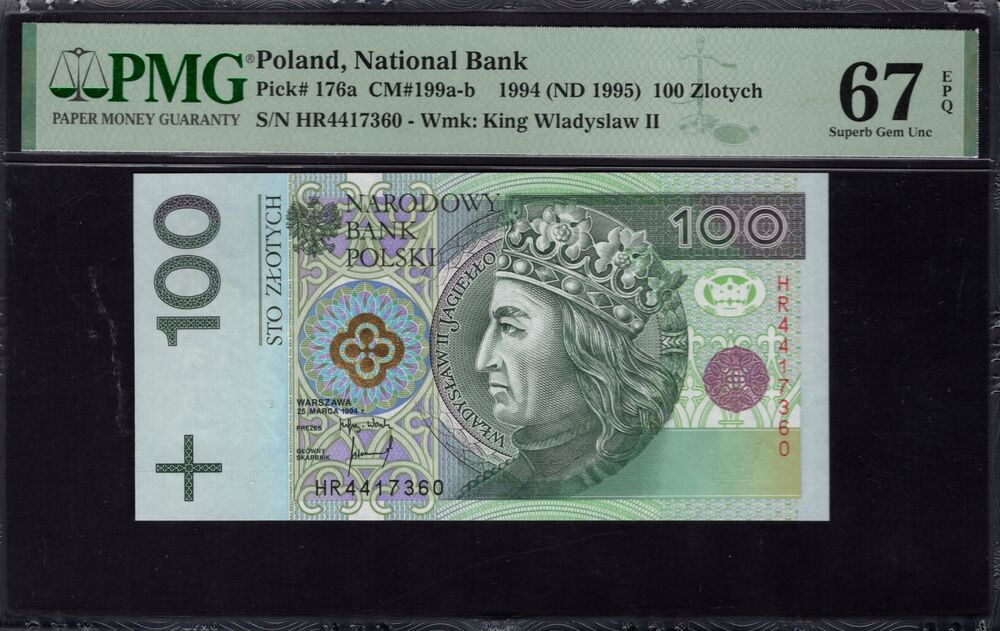 Poland - 100 Zlotych 1994 - Pick # 176a - PMG 67 EPQ