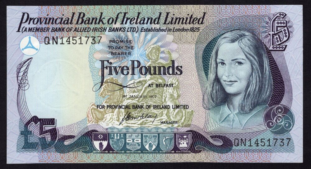 Ireland, Northern - 5 Pounds 1977 - Pick # 248a - AU