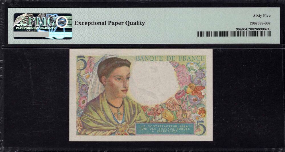 France - 5 Francs 1943 - Pick # 98a - PMG 65 EPQ