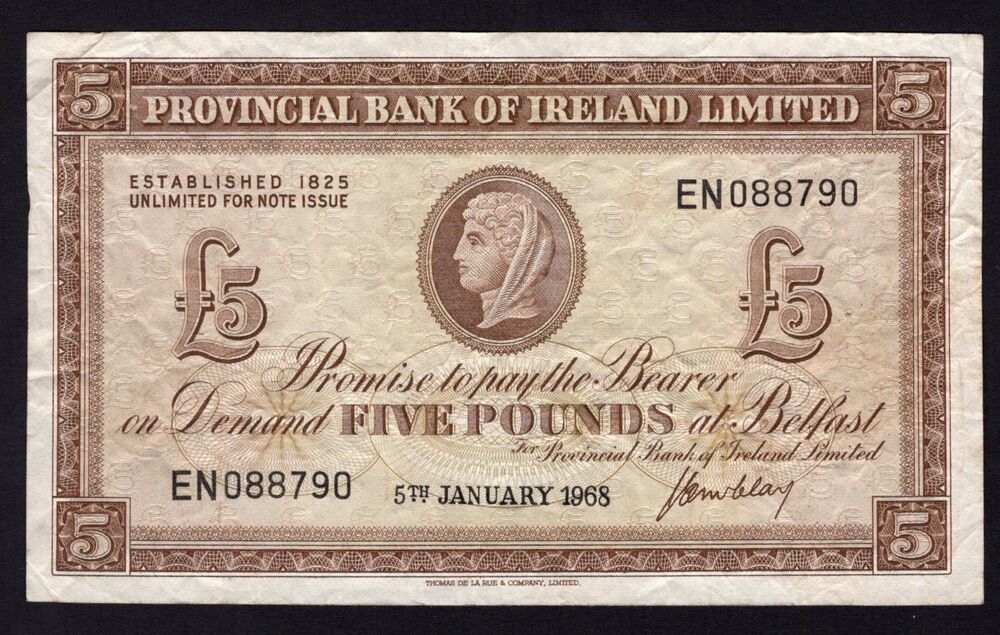 Ireland, Northern - 5 Pounds 1968 - Pick # 246 - F/VF