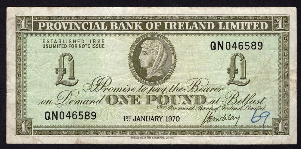 Ireland, Northern - 1 Pound 1970 - Pick # 245 - F/VF