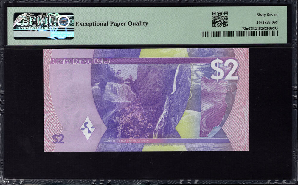 Belize - 2 Dollars 2025 - Pick # 73a - PMG 67 EPQ
