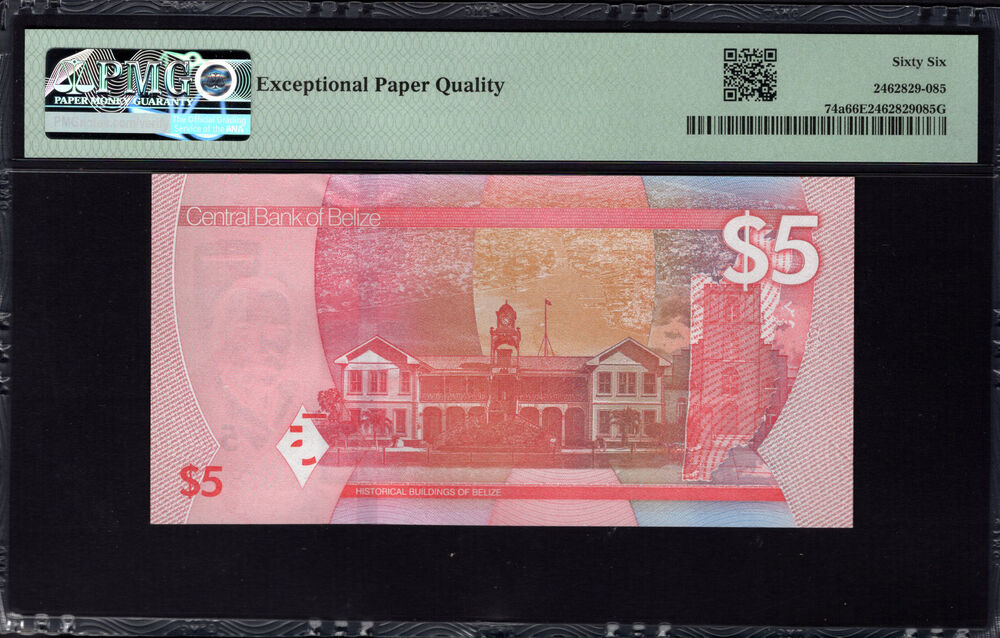 Belize - 5 Dollars 2025 - Pick # 74a - PMG 66 EPQ
