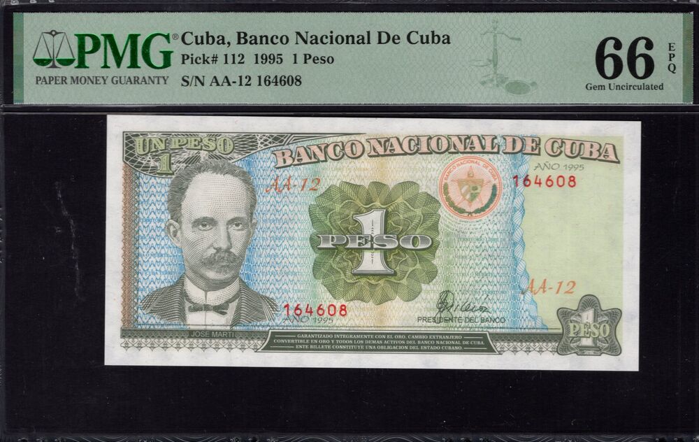 Cuba - 1 Peso 1995 - Pick # 112 - PMG 66 EPQ