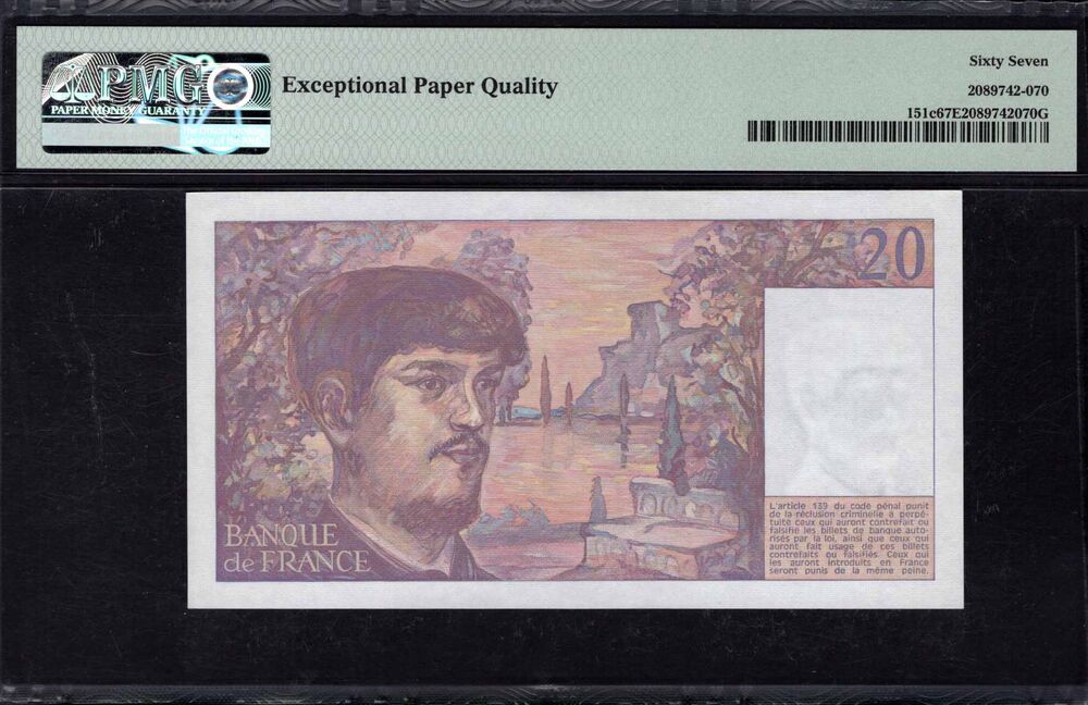 France - 20 Francs 1988 - Pick # 151c - PMG 67 EPQ
