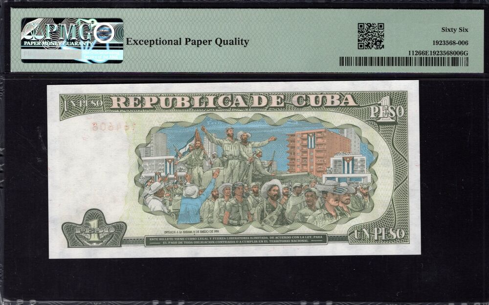 Cuba - 1 Peso 1995 - Pick # 112 - PMG 66 EPQ