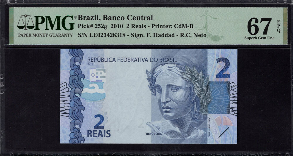 Brazil - 2 Reais 2010 - Pick # 252g - PMG 67 EPQ