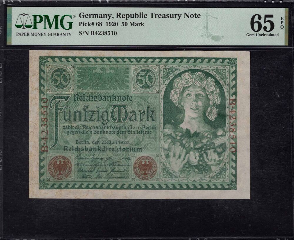 Germany - 50 Mark 1920 - Pick # 68 - PMG 65 EPQ